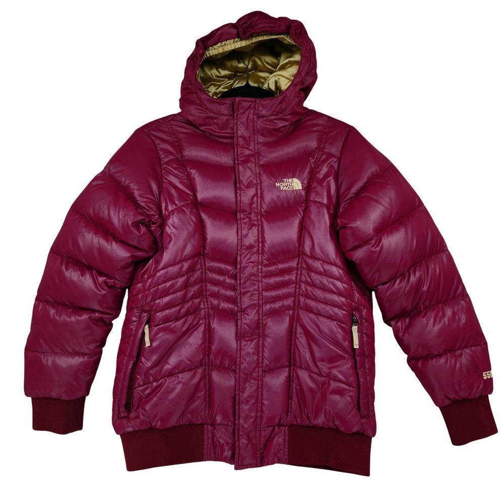 The North Face Down Puffer Jacket XL Kids Magenta Pink 550 Insulated Hooded Coat